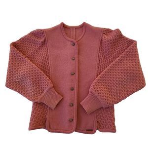 Vintage Geiger Tyrol Womens Wool Button Front Cropped Cardigan Sweater Small